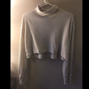 Free people cropped sweater with puff sleeves
